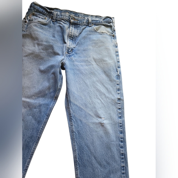 Carhartt Men’s Relaxed Fit Jeans 40x32 Light Blue Wash Distressed Workwear - Picture 7 of 8
